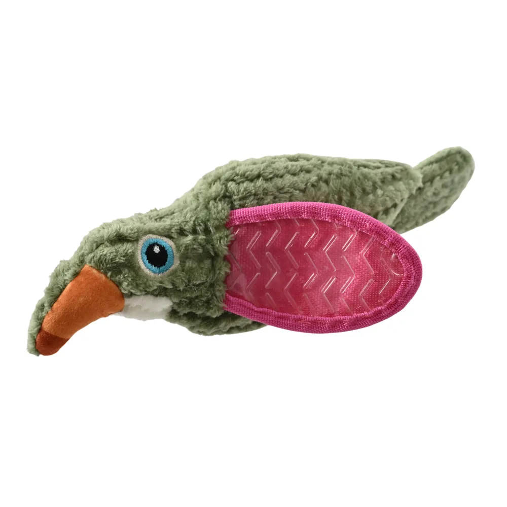 Green Raptor Style Squeaky Plush Dog Toy with Oxford Cloth Wing1