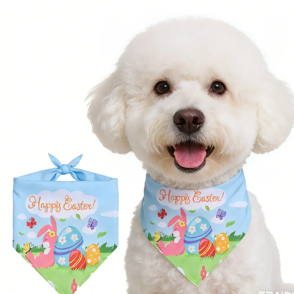 Easter Reversible Dog Bandana Scarf - Cute Soft Pet Accessory Festive     Pet Bib