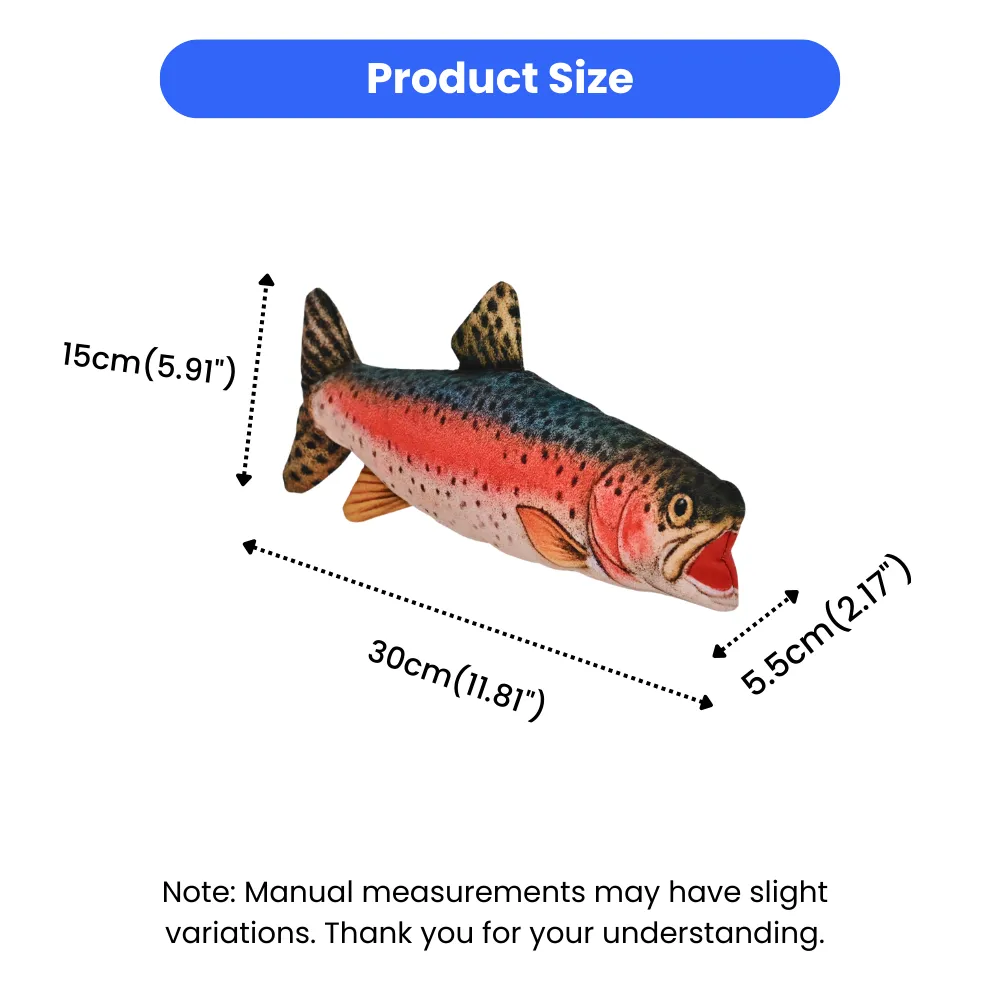 Realistic Rainbow Trout Style Durable Squeaky Plush Dog Toy4
