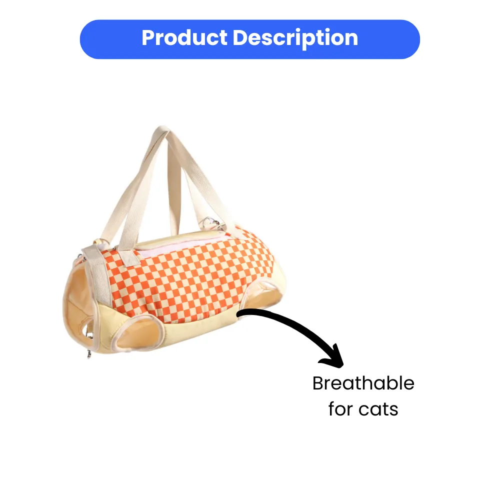 Checkered Cat Carrier Backpack Portable Pet  Bag for Outdoor Walking