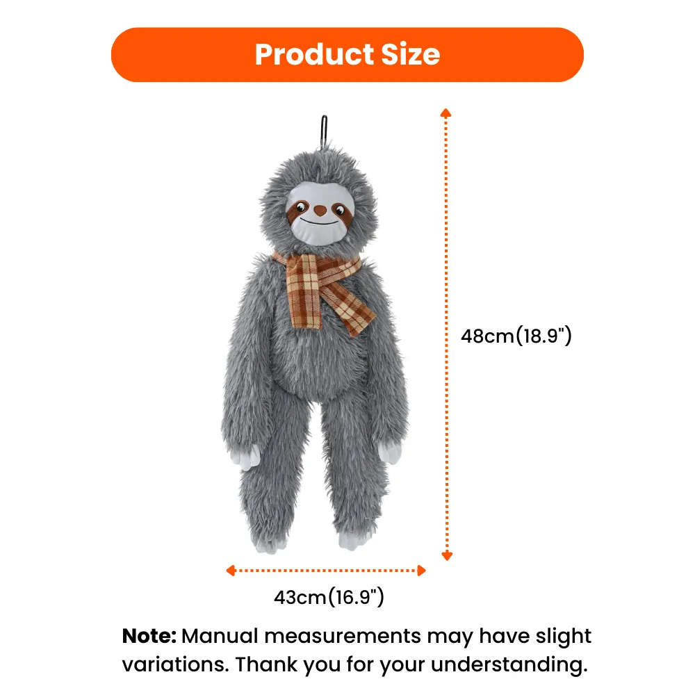 Cute Grey Sloth Style Hangable Squeaky Crinkly Dog Companion Toy7
