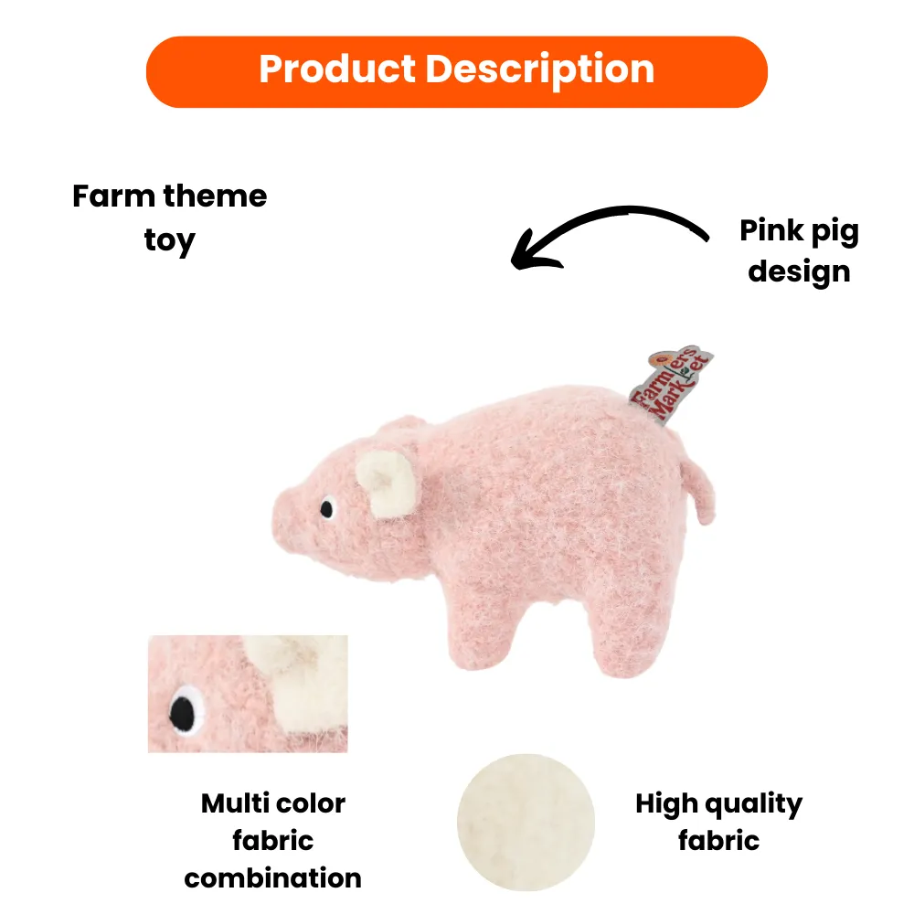 Farm Collection Realistic Pink Pig Style Felt Dog Toy3