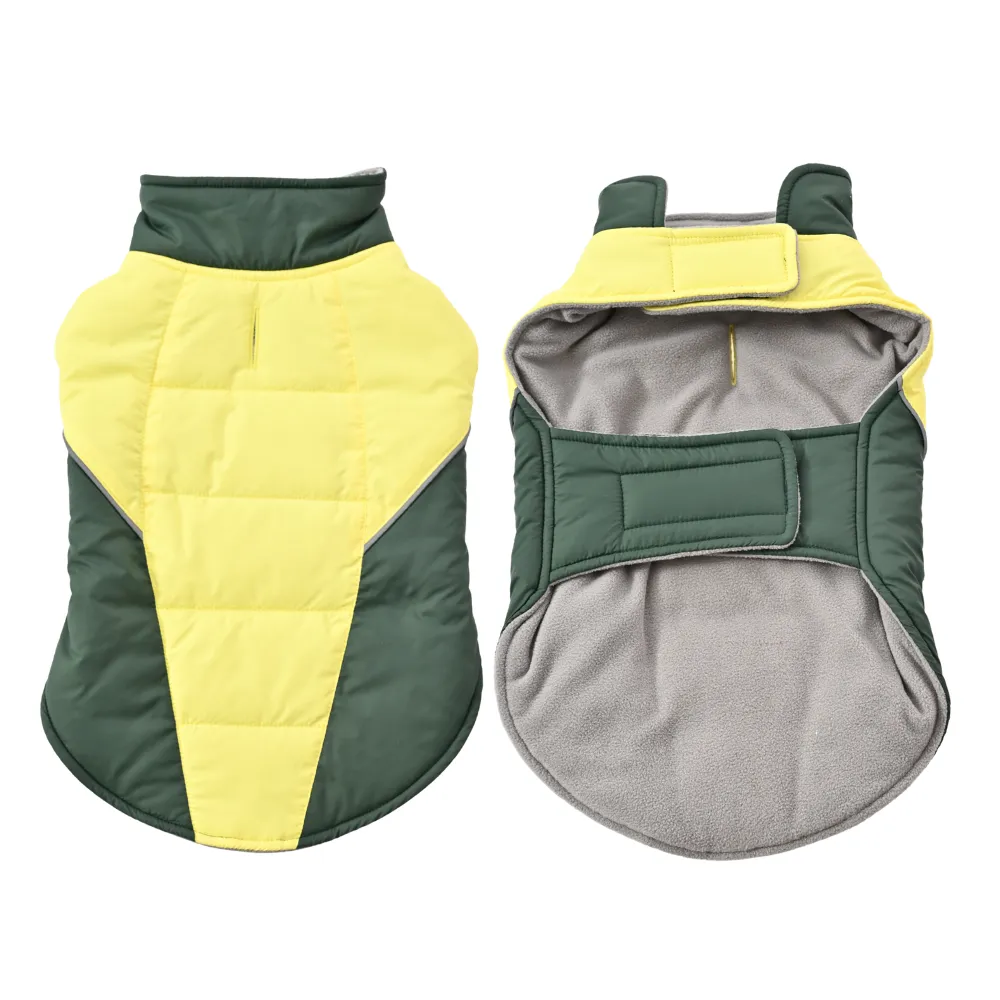 Color-Block Reflective Padded Dog Coat with Fleece Lining3 Color-Block Reflective Padded Dog Coat with Fleece Lining3