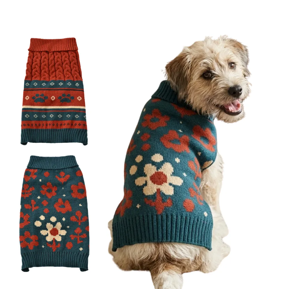 Dual Hook and Loop Straps Warm Wool-textured Fabric Dog Sweater1 Dual Hook and Loop Straps Warm Wool-textured Fabric Dog Sweater1