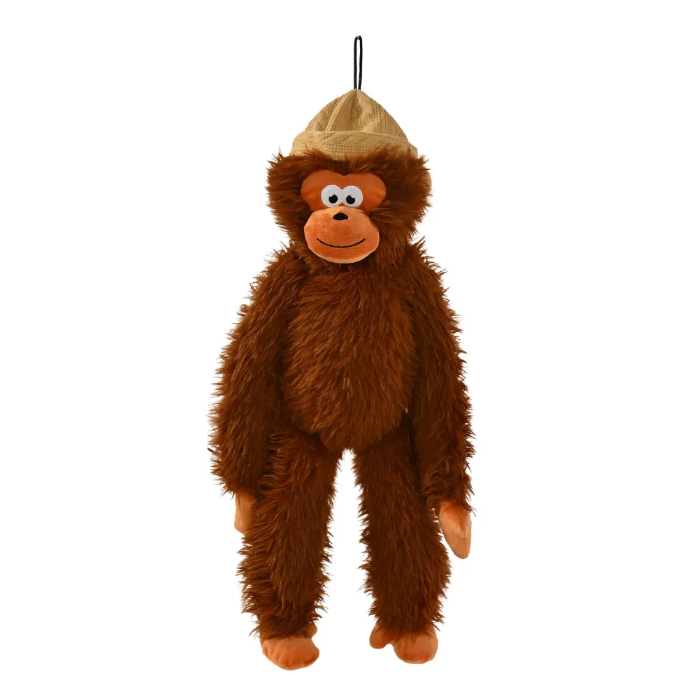 Cute Brown Ape Style Hangable Squeaky Crinkly Dog Companion Toy4