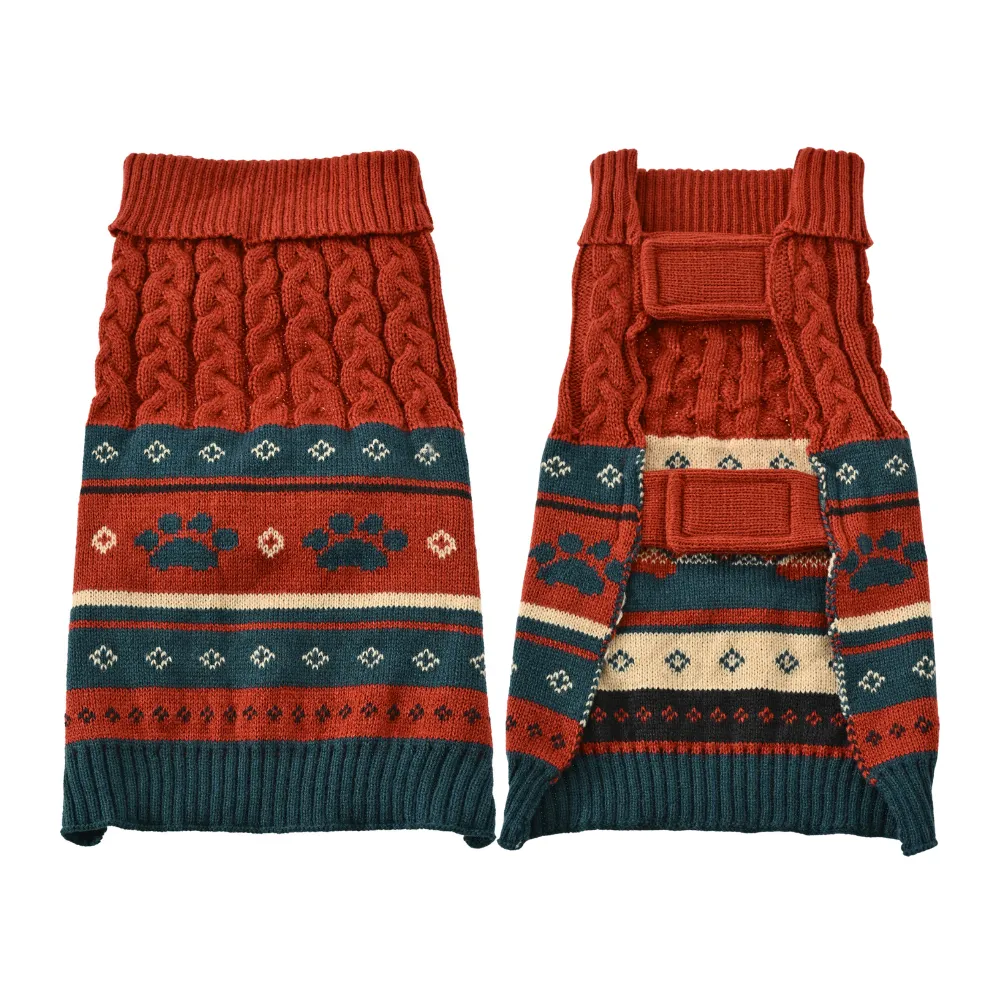 Dual Hook and Loop Straps Warm Wool-textured Fabric Dog Sweater2 Dual Hook and Loop Straps Warm Wool-textured Fabric Dog Sweater2