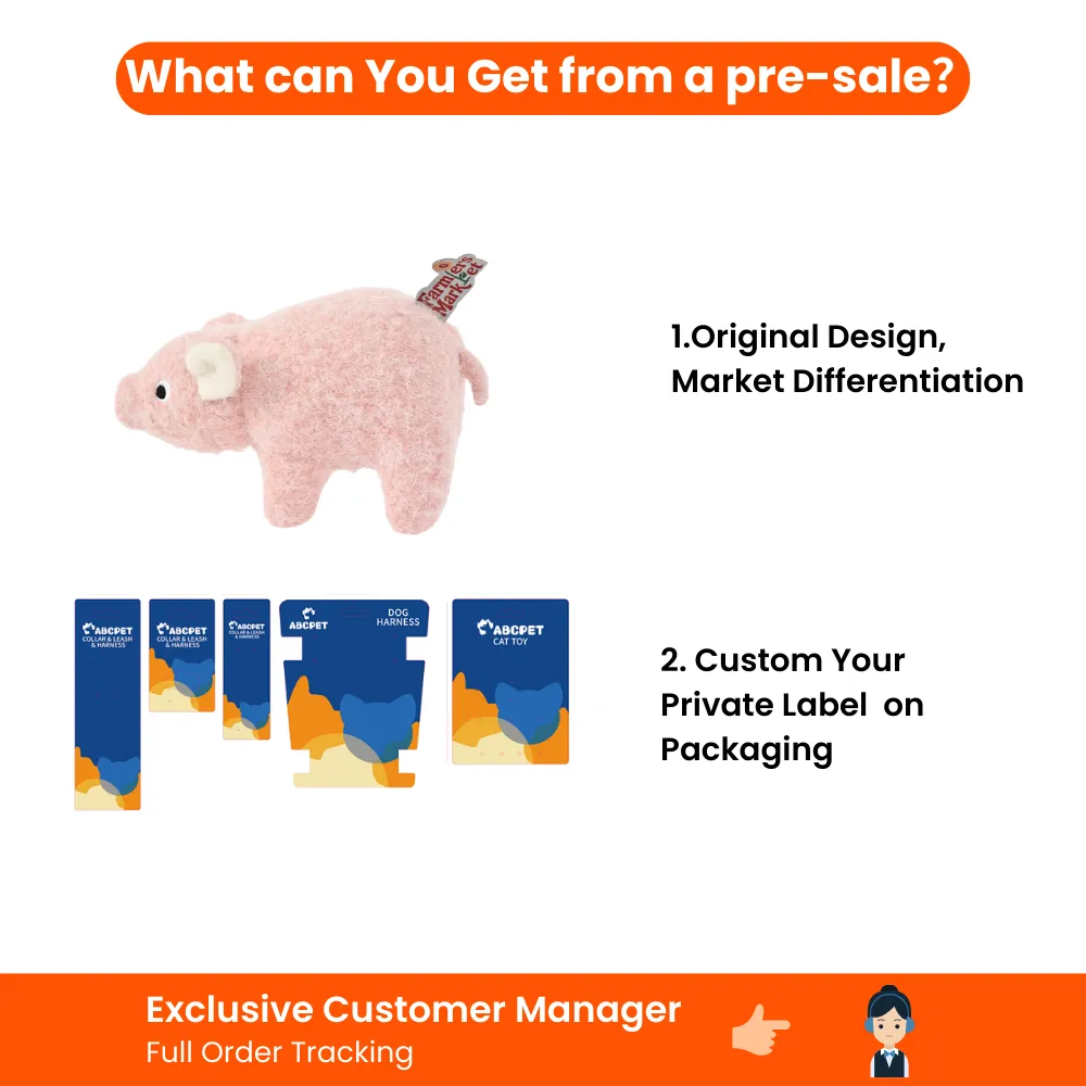 Farm Collection Realistic Pink Pig Style Felt Dog Toy5
