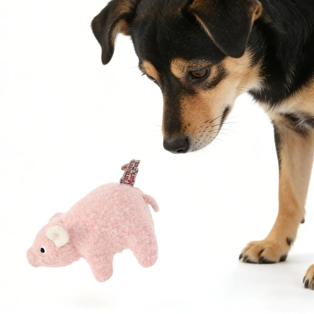 Farm Collection Realistic Pink Pig Style Felt Dog Toy6
