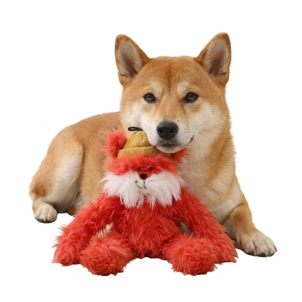 Cute Red Fox Style Hangable Squeaky Crinkly Dog Companion Toy Cute Red Fox Style Hangable Squeaky Crinkly Dog Companion Toy