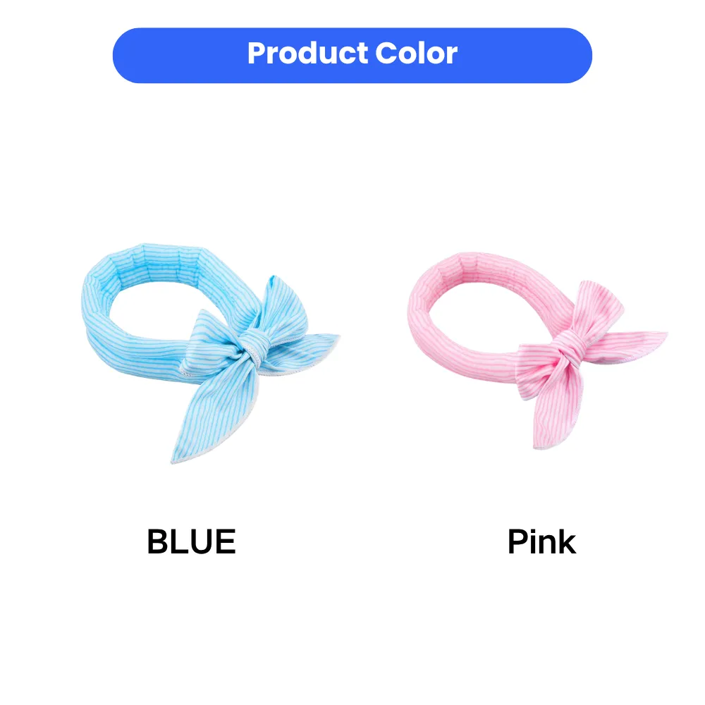 Blue and pink cooling dog bandana collars color options for pet summer accessories