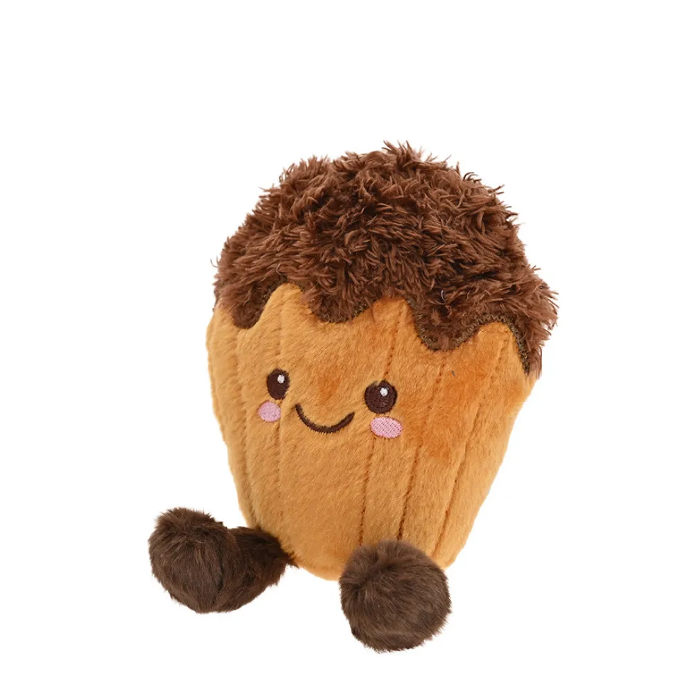 cute muffin plush dog toy with squeaker soft dog chew toy for small dogs wholesale
