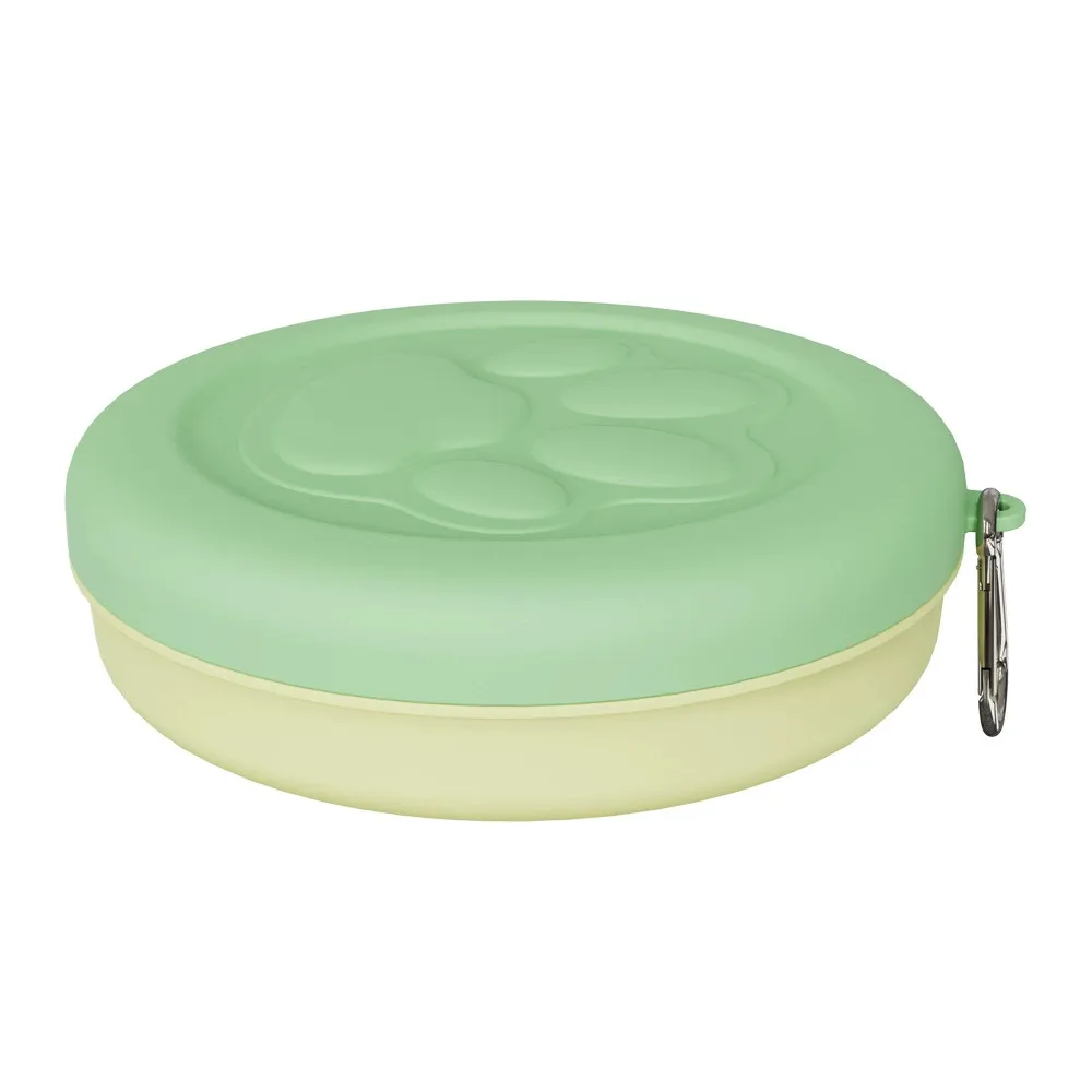 green collapsible dog bowl portable foldable pet bowl for travel outdoor use