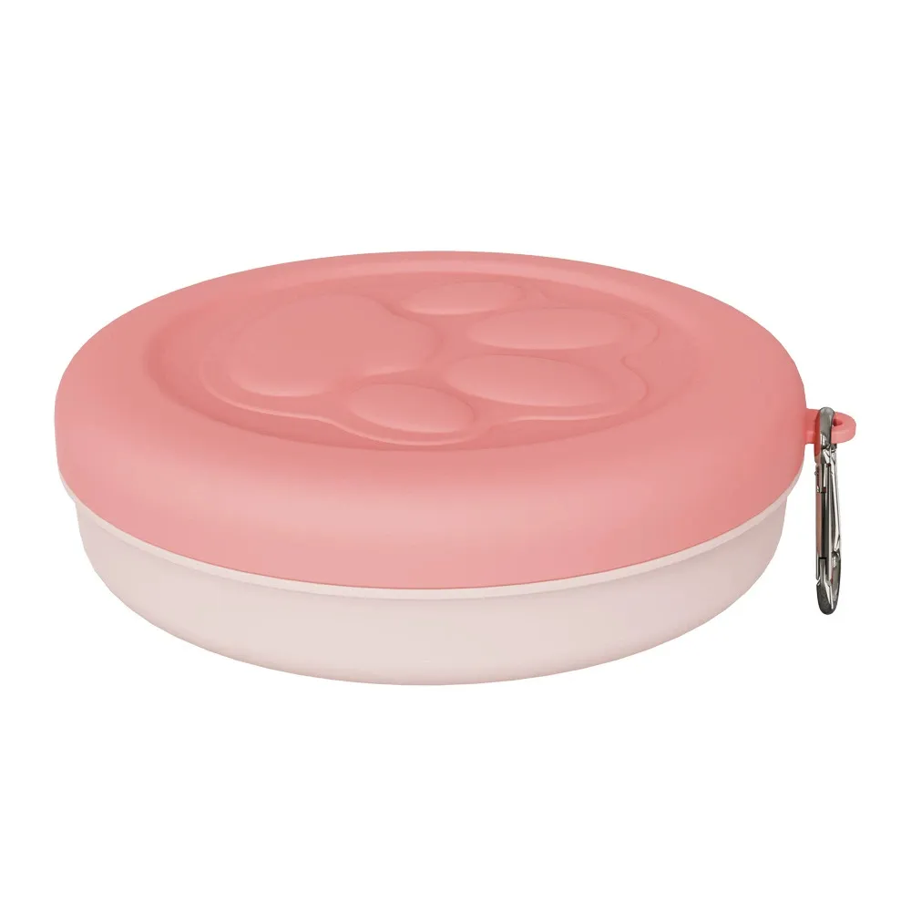 pink collapsible dog bowl portable foldable pet bowl for travel outdoor feeding