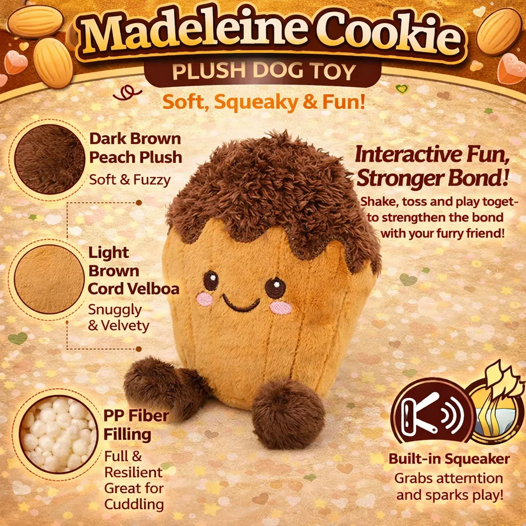 muffin plush dog toy with squeaker soft corduroy fabric pp fiber filling durable pet toy