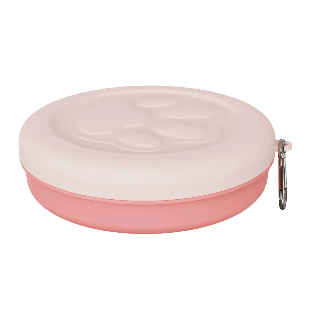light pink collapsible dog bowl compact foldable pet travel bowl for small pets
