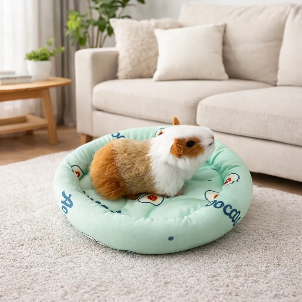 small pet lying on cooling bed in living room soft breathable pet nest indoor use