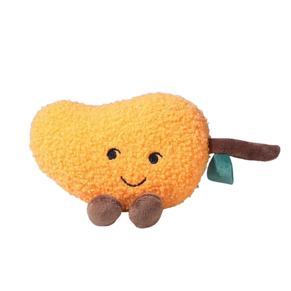mango shaped plush dog toy squeaky soft chew toy for puppies and small dogs