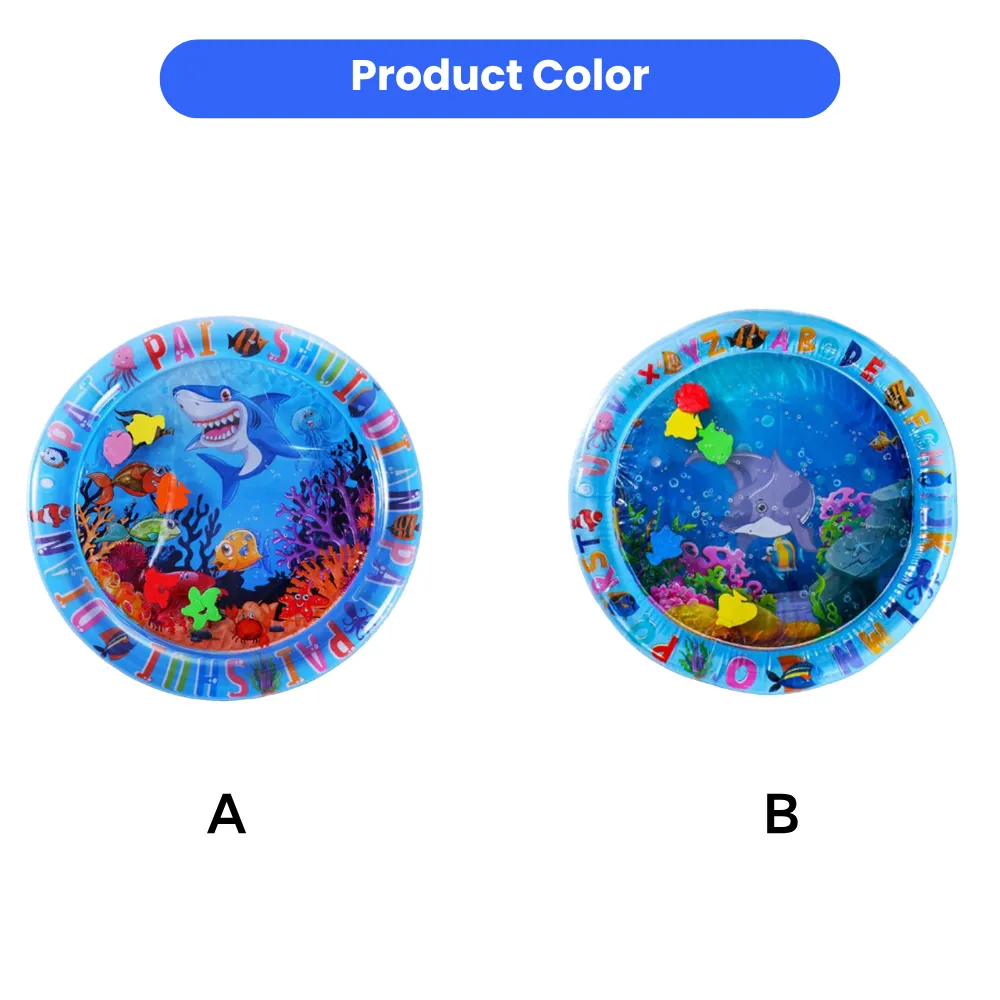 inflatable pet water pad two color options ocean theme dog splash mat