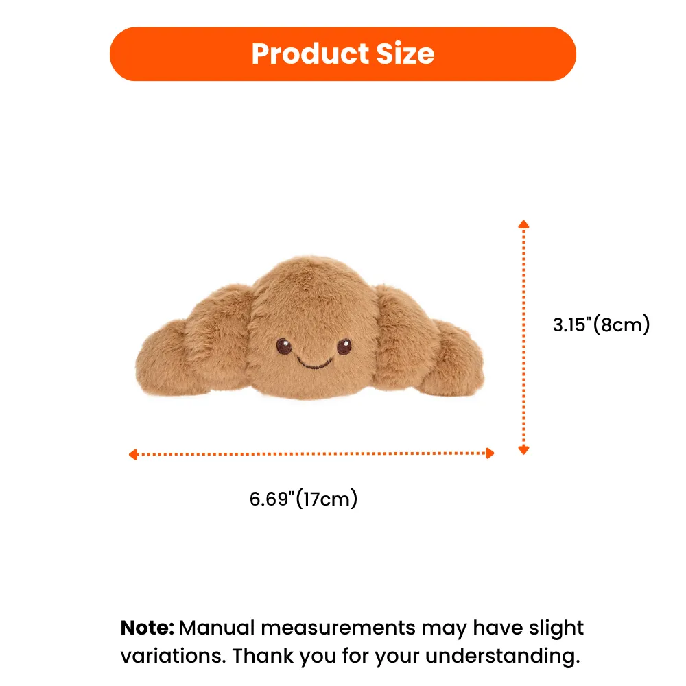 plush dog toy size chart croissant toy dimensions 17cm 8cm small dog toy