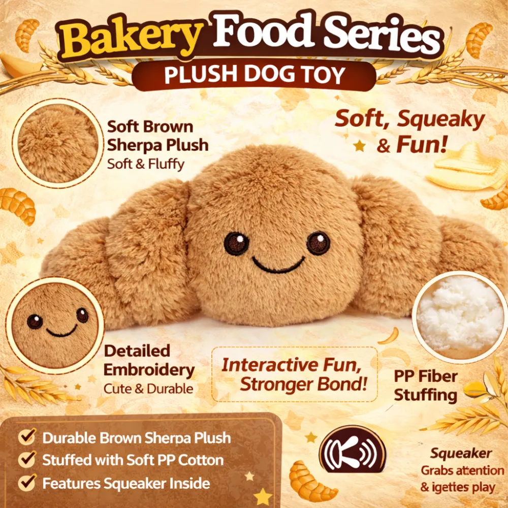bakery plush dog toy squeaky sherpa fabric pp cotton stuffing durable pet toy