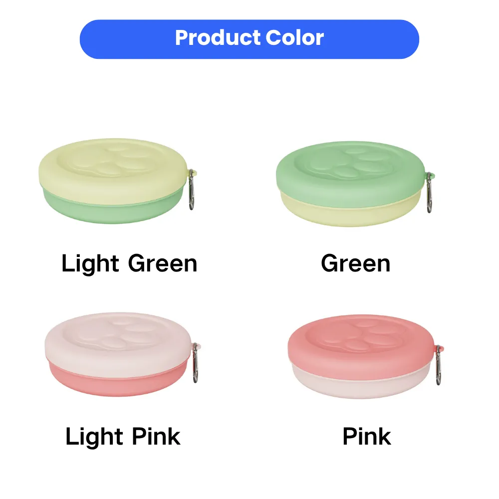 portable collapsible dog bowl available in light green green light pink and pink colors