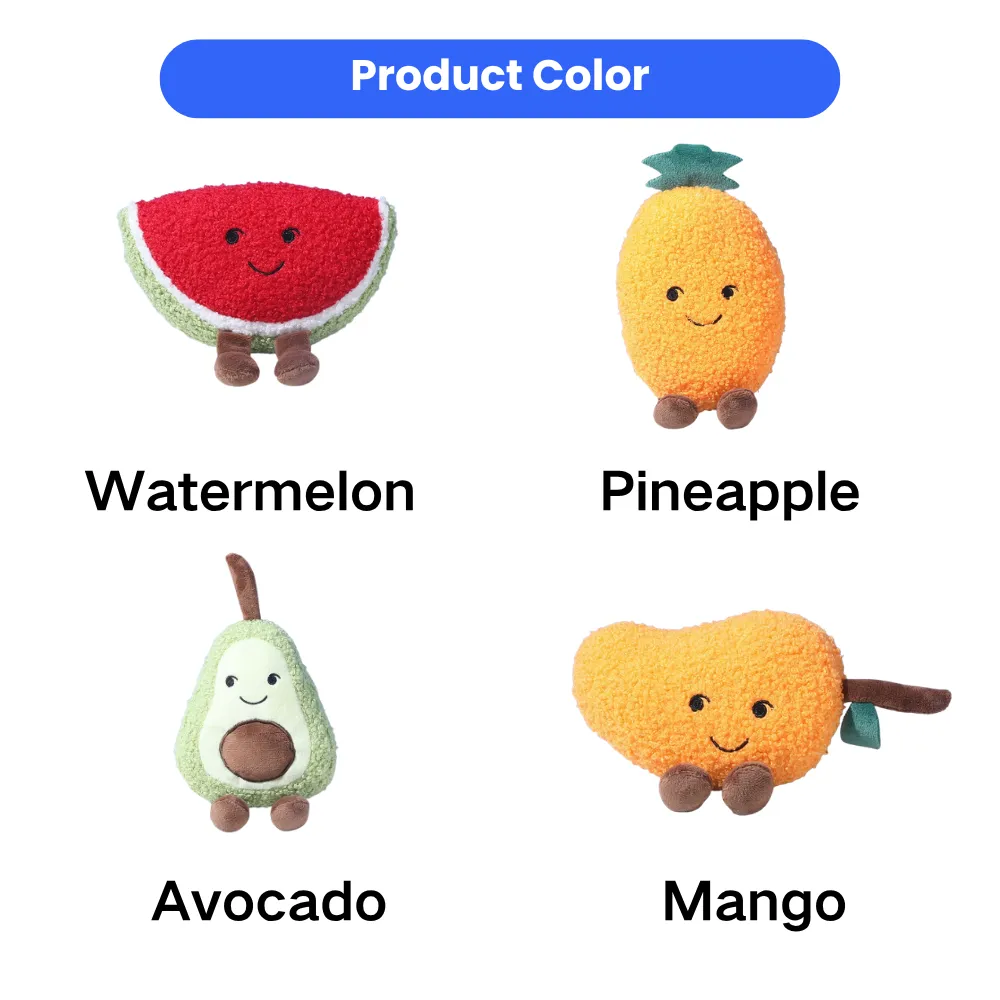 fruit shaped dog plush toys watermelon pineapple avocado mango squeaky pet toys bulk