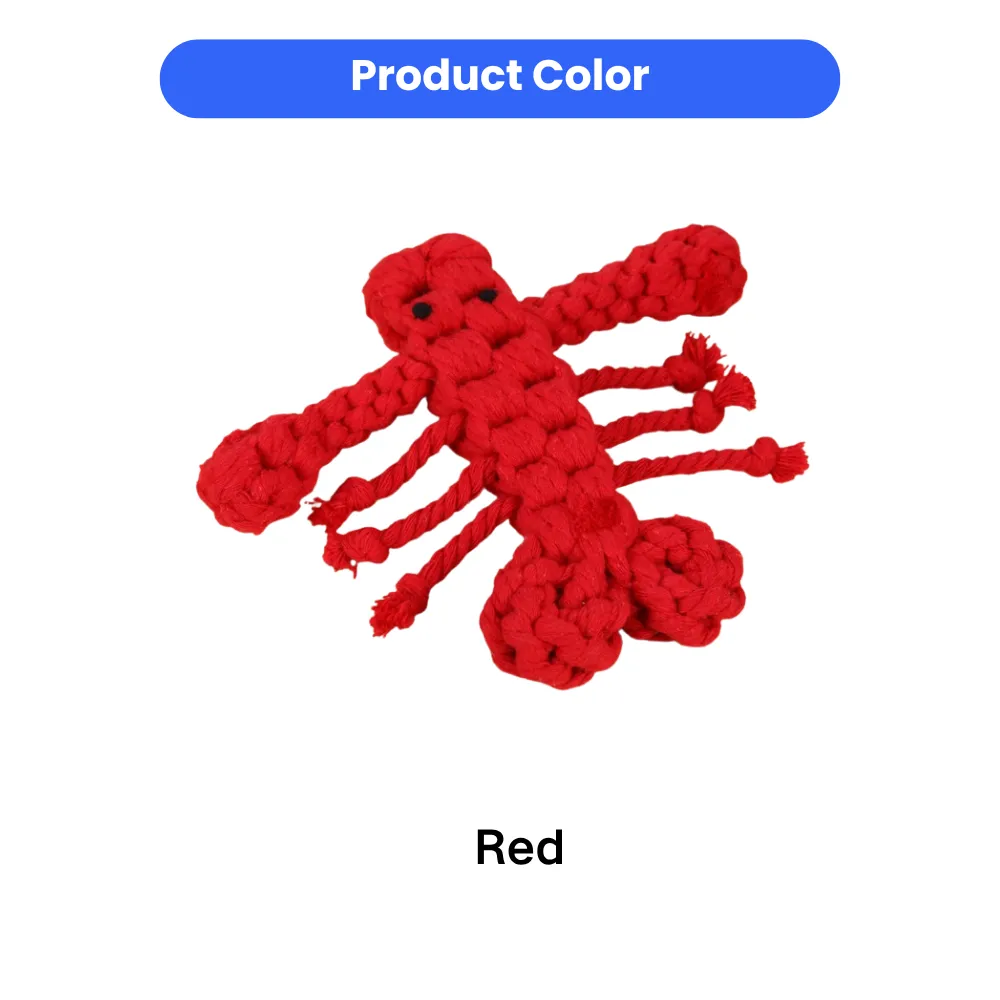Red lobster shape cotton rope dog toy handwoven durable chew toy for dogs