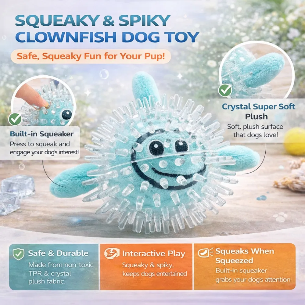 durable squeaky dog toy with spiky texture soft plush TPR material interactive dog toy