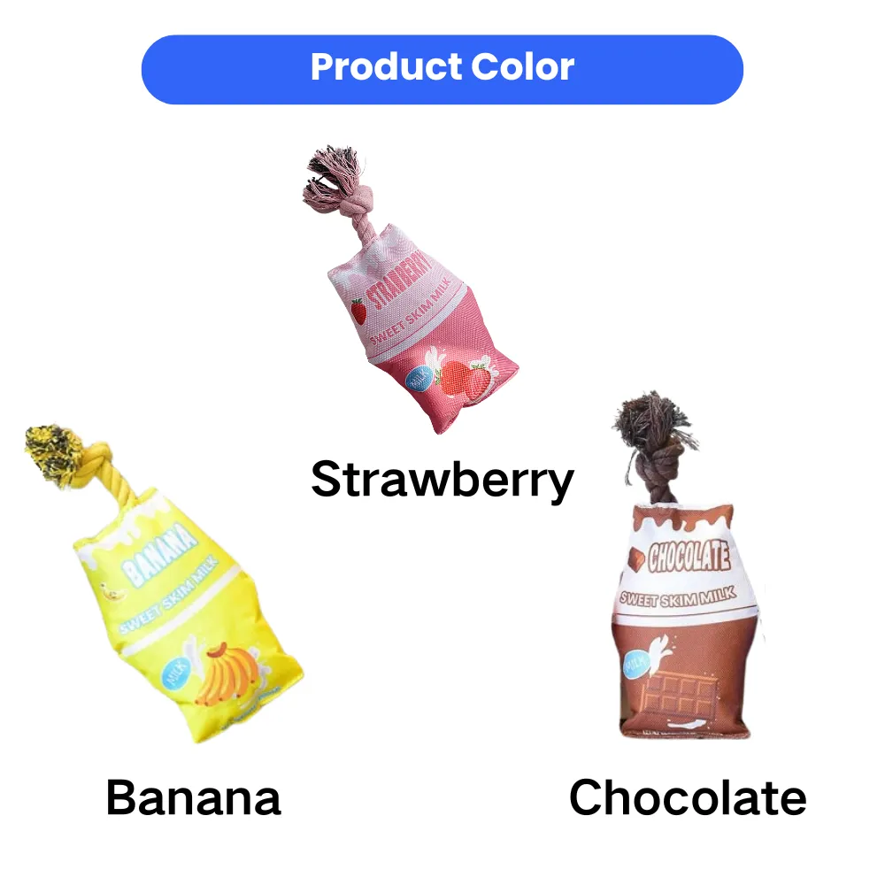 dog toy set strawberry banana chocolate milk carton plush rope toys
