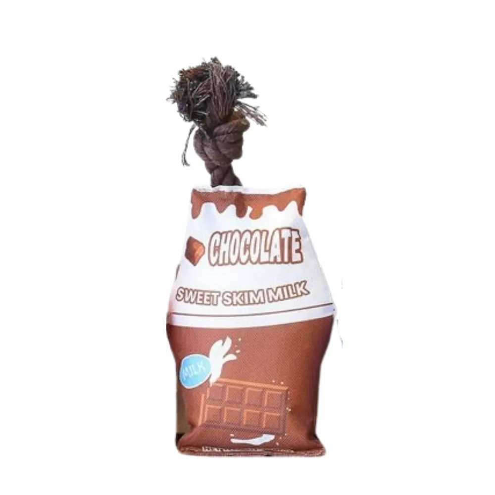 chocolate milk dog toy plush chew toy with rope durable bite resistant dog toy