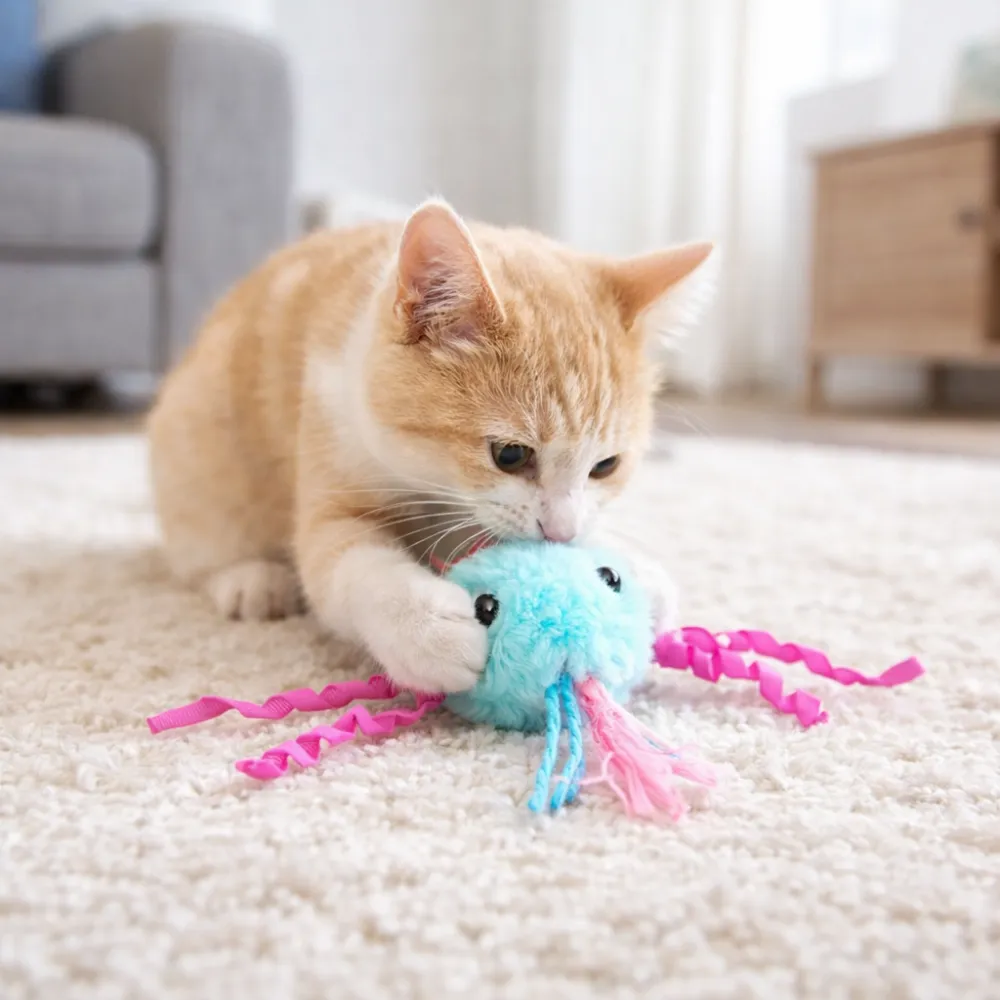 cat playing octopus catnip toy indoor soft plush interactive toy for cats