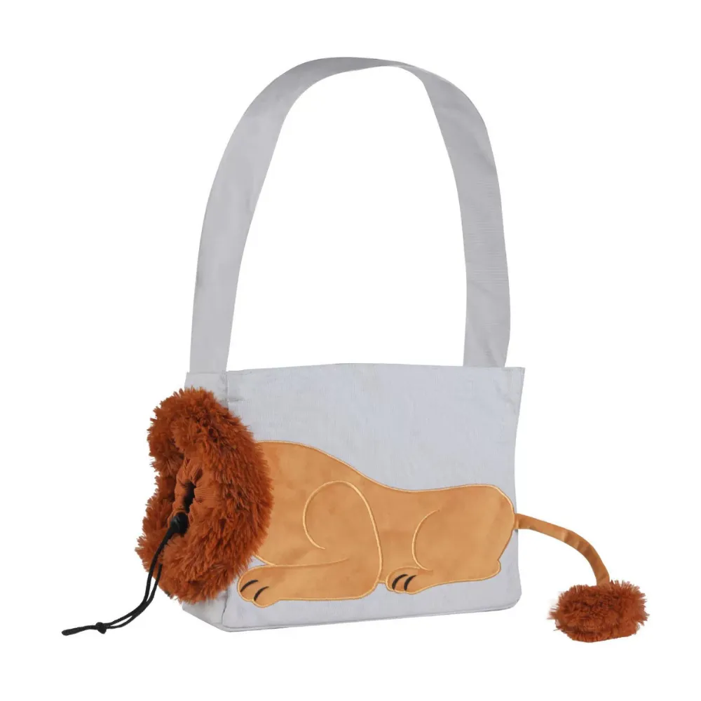 grey canvas cat carrier tote bag minimalist design comfortable pet shoulder bag durable and lightweight