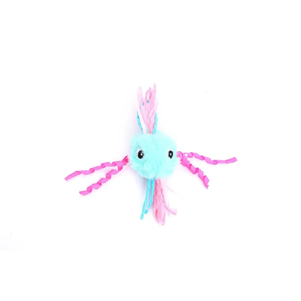 pink plush octopus cat toy soft catnip toy interactive kitten toy close up