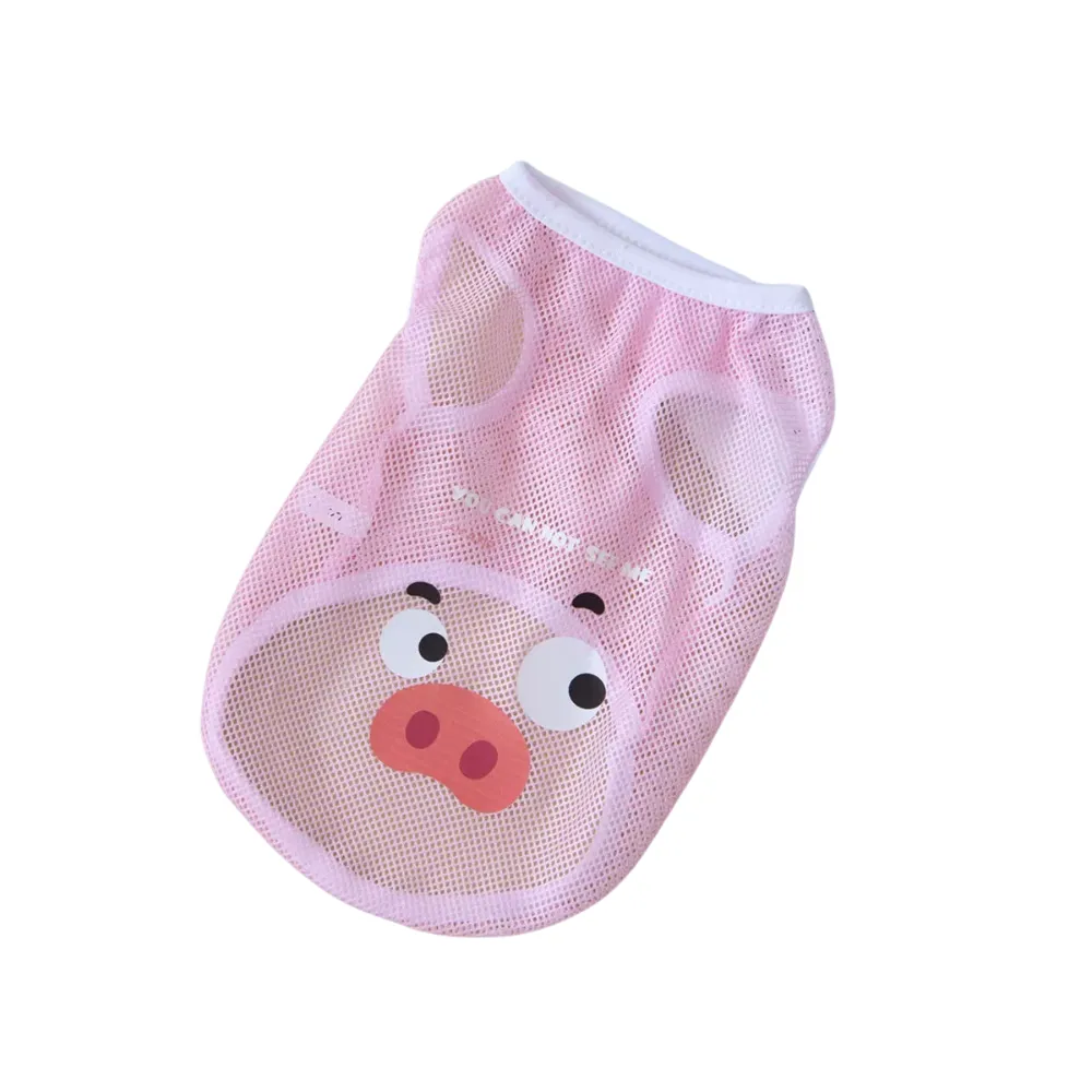 pink dog mesh clothes cute cartoon breathable lightweight summer pet clothing