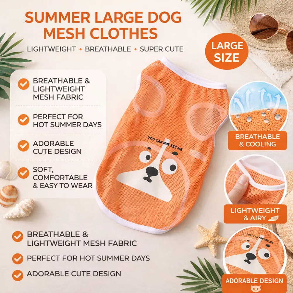 lightweight breathable dog mesh clothes for summer cooling soft comfortable pet clothing