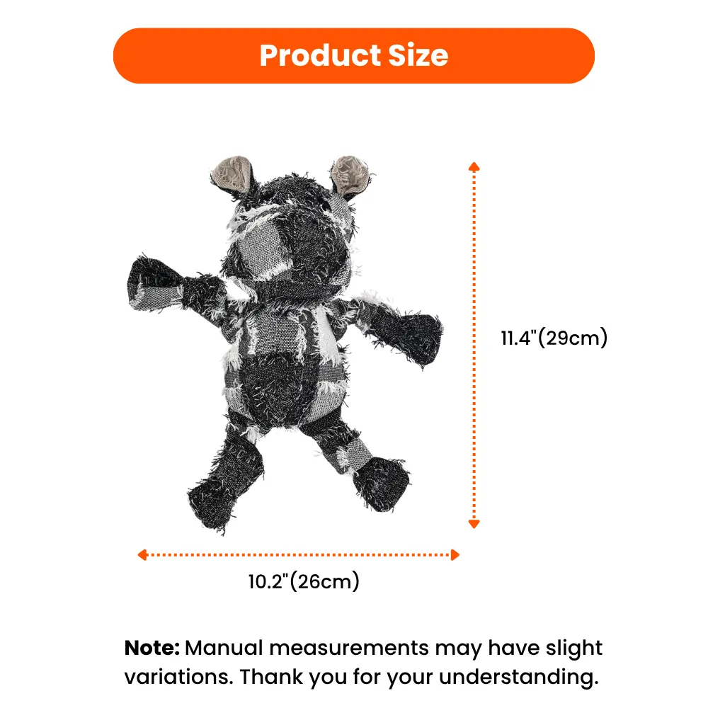 Product size infographic showing the hippo toy dimensions: 11.4 inches by 10.2 inches.