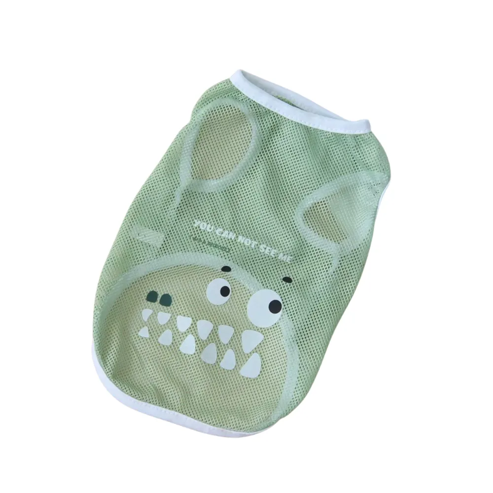 green dog mesh clothes cartoon design breathable summer pet clothing