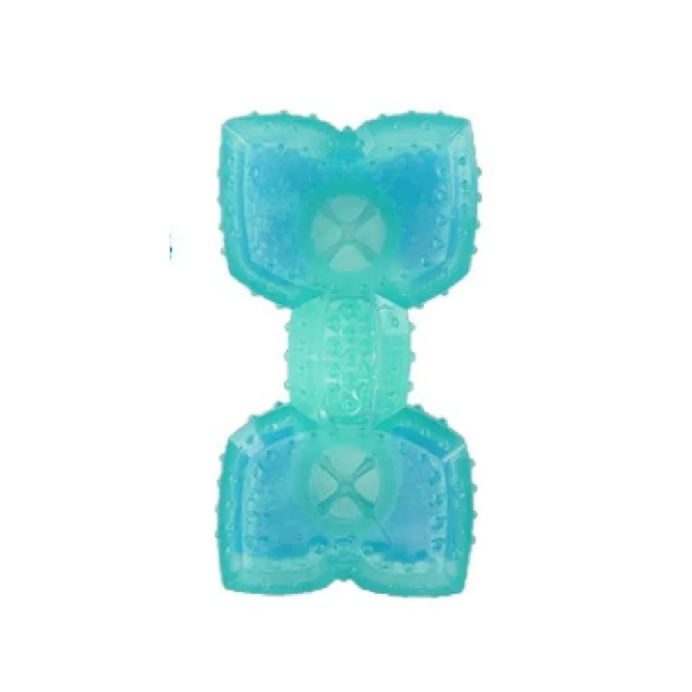 green bone shape frozen dog chew toy with treat filling design