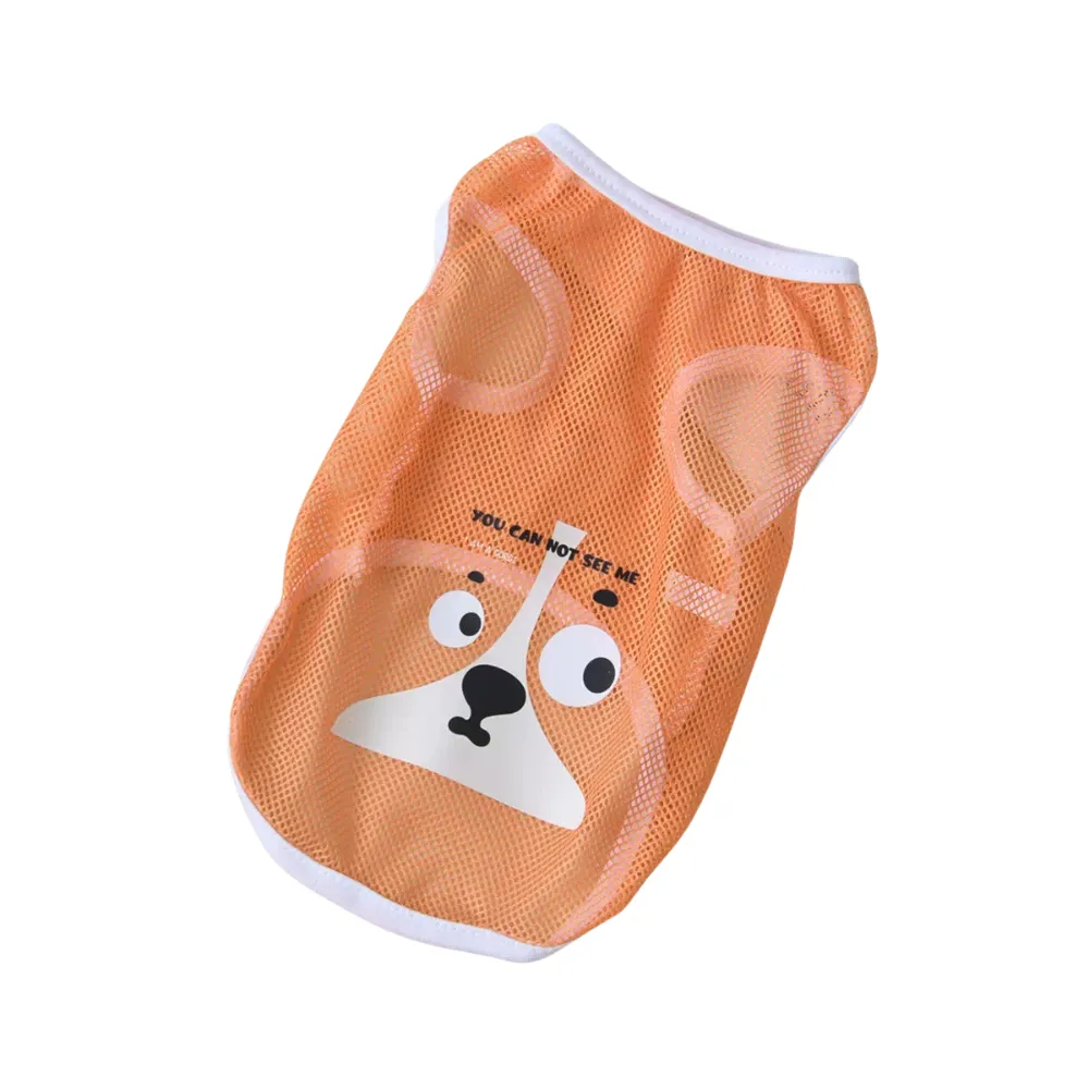 orange dog mesh clothes breathable lightweight cooling pet clothing for summer