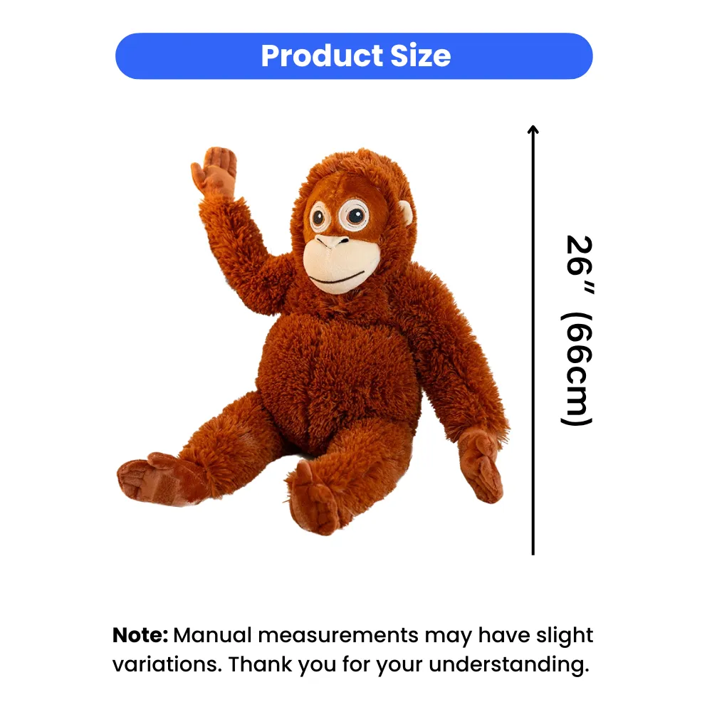 large plush orangutan dog toy 26 inch size soft stuffed dog toy dimensions