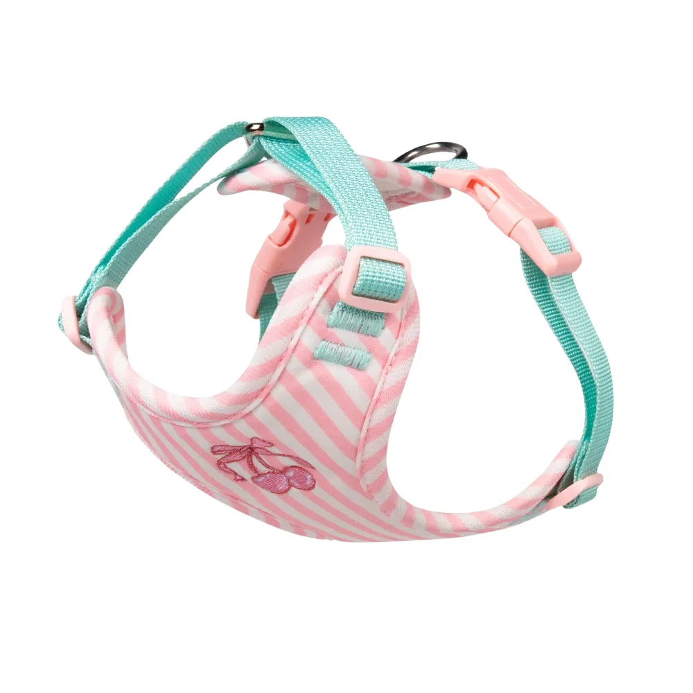 pink striped dog harness breathable soft vest harness adjustable small dog harness cute design