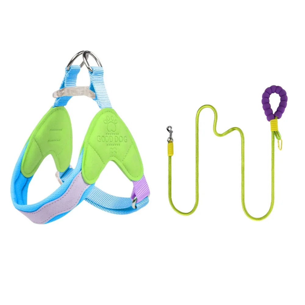 green dog harness and leash set breathable soft padded adjustable harness for small dogs