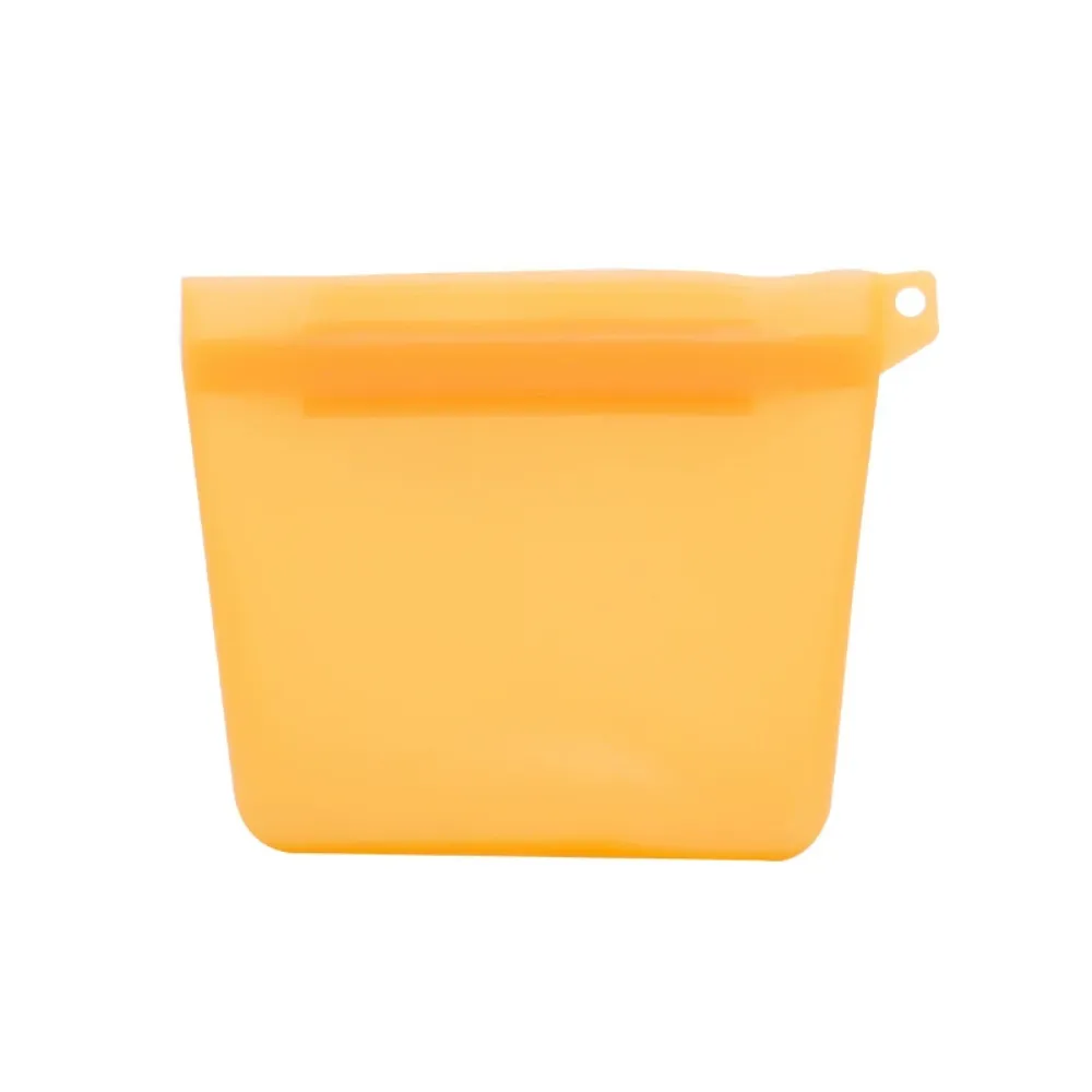 orange silicone pet food pouch reusable dog treat container portable snack storage