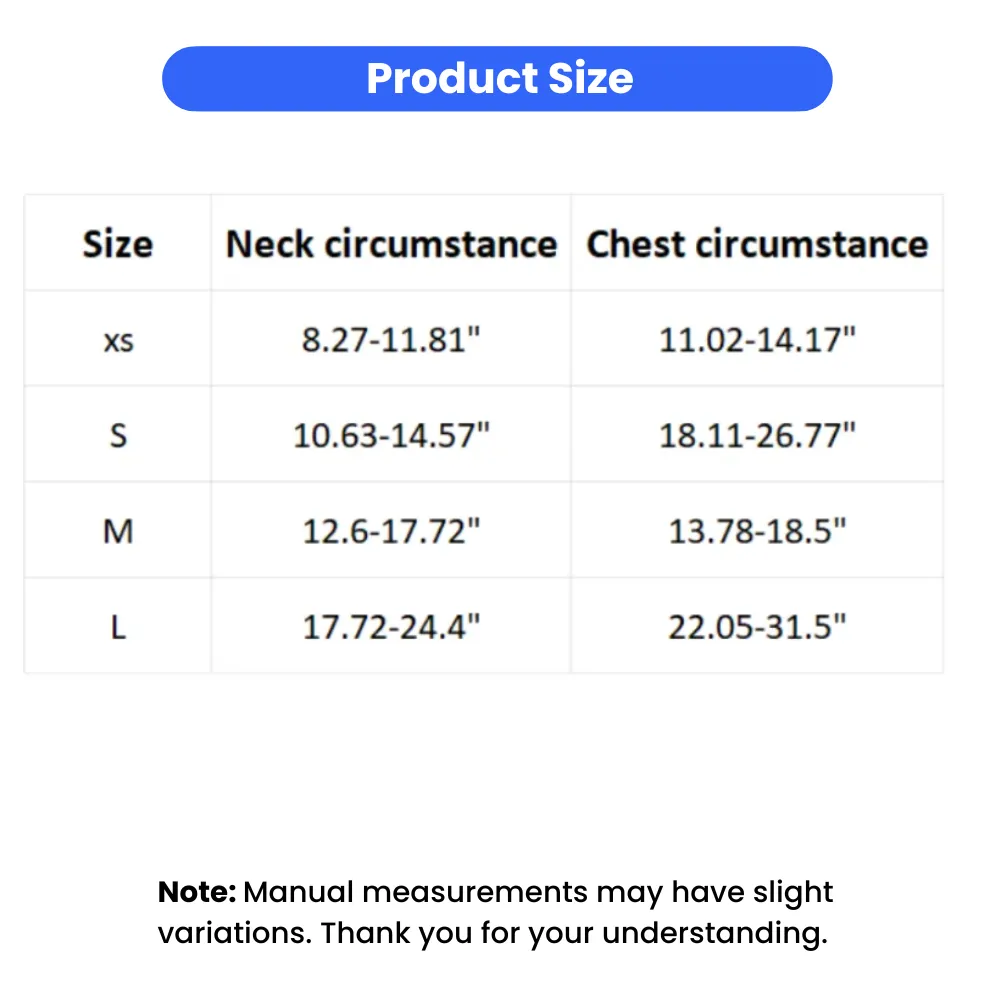 dog harness size chart xs s m l neck chest circumference measurement guide small dog harness sizing