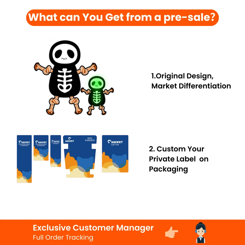 pre-sale dog toy benefits including custom private label packaging and original design