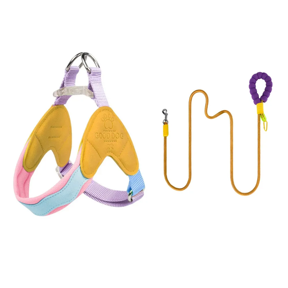yellow dog harness and leash set lightweight durable nylon harness for puppies and small dogs