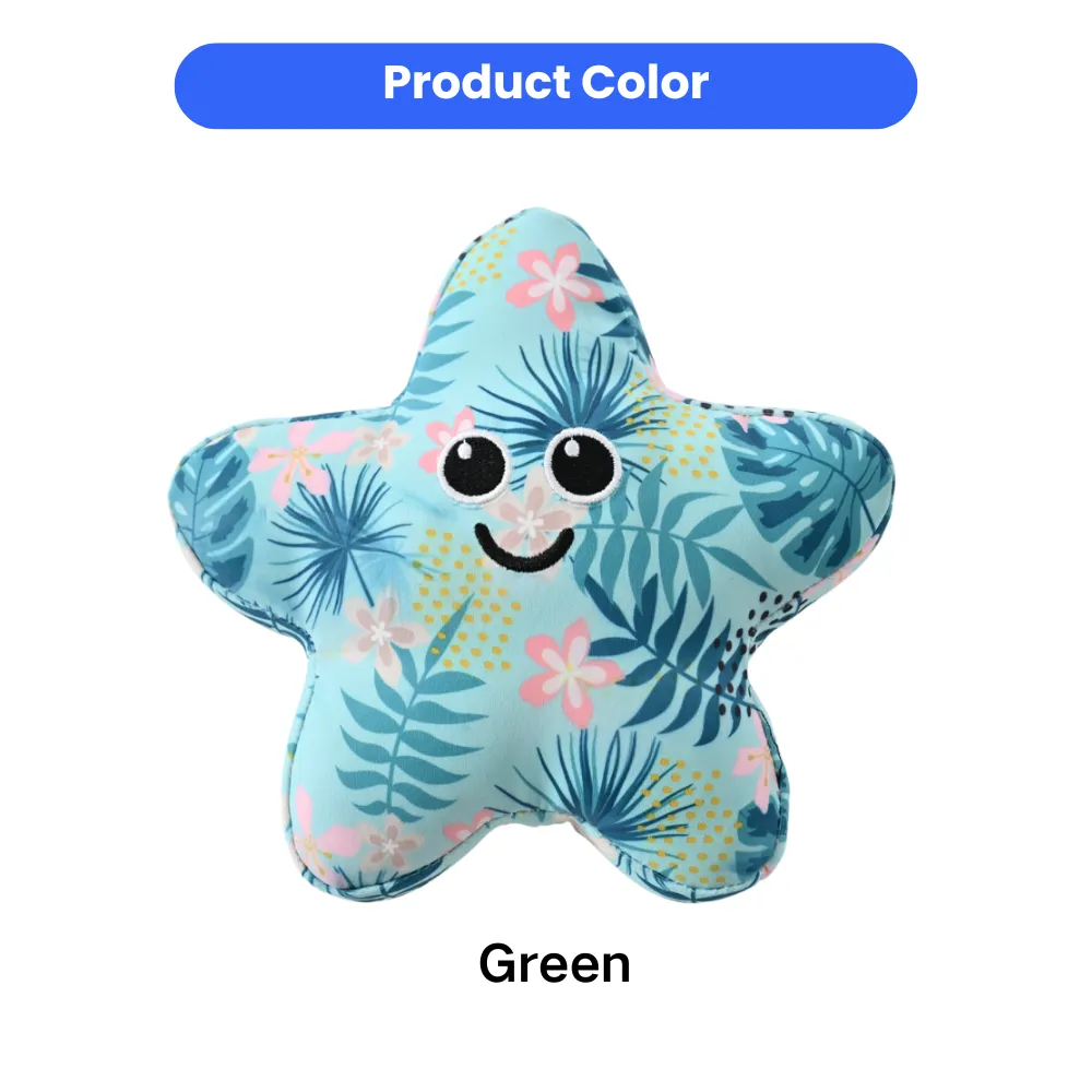 green starfish dog toy tropical pattern squeaky pet toy for dogs