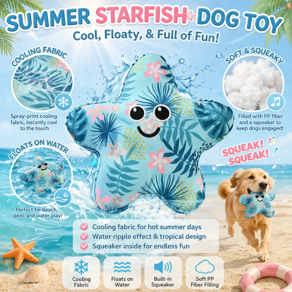 cooling floating starfish dog toy squeaky summer dog toy water play pet toy