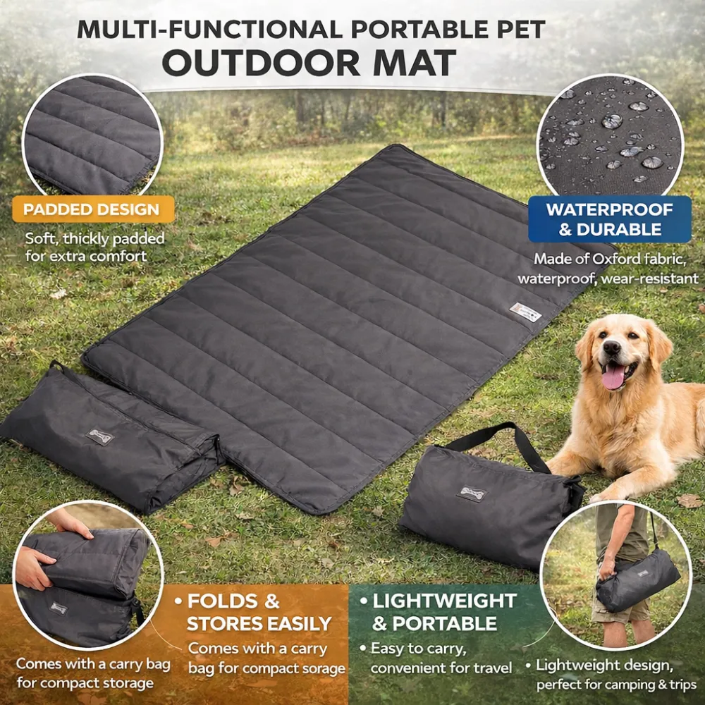 waterproof foldable dog mat padded portable pet outdoor mat with carry bag