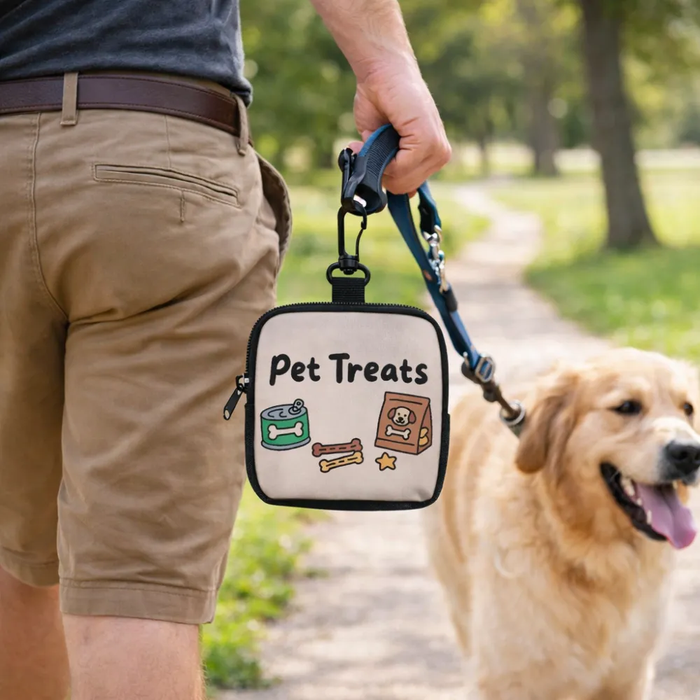 dog treat pouch used during dog walking outdoor portable pet snack bag with leash